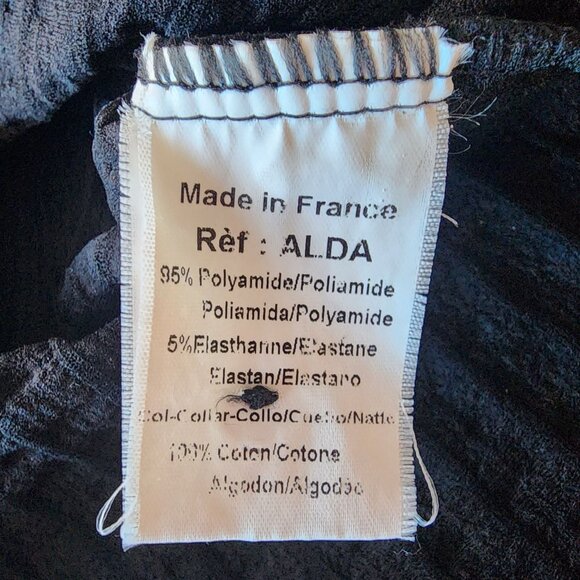 Rayure Paris Womens Medium / 44 Top Textured Black Collared Button Down Goth - Picture 9 of 11